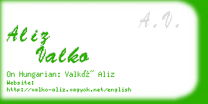 aliz valko business card